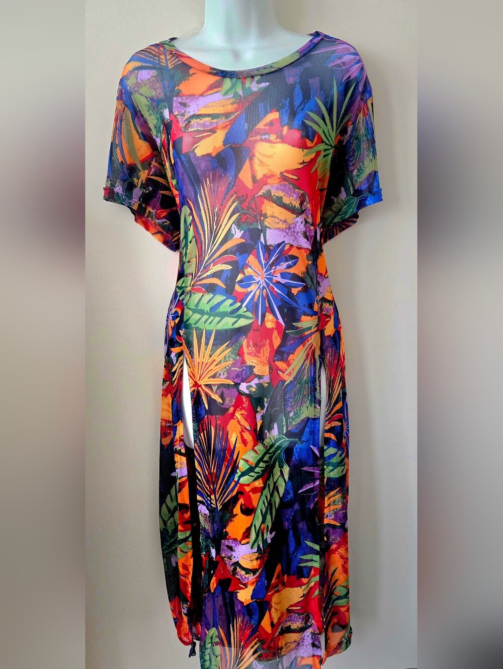 Love Tropical Floral Swim Coverup - Orange, Green, Blue, Purple